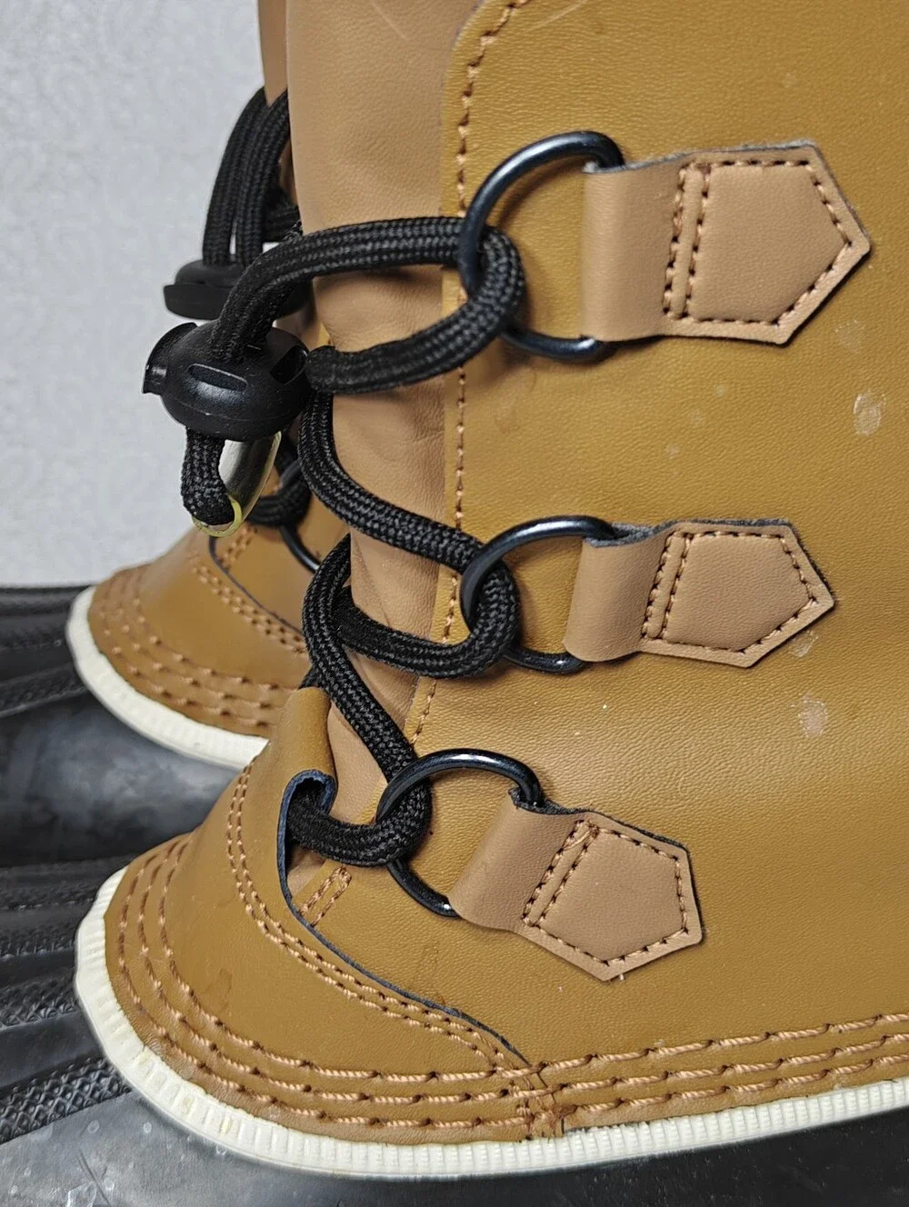 Sorel Youth Yoot PAC Brown Black Leather Waterproof Winter Boots Size 2